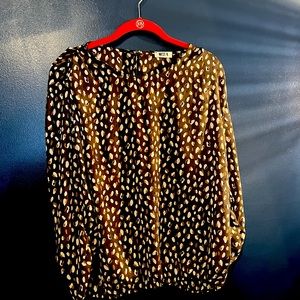 West K Stitch Fix Olive Green Leopard Print Blouse